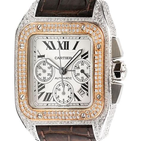 cartier santos chronograph diamonds|cartier santos 100 price list.